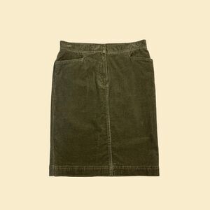1990s green corduroy skirt, size 4 vintage 90s Jones Sport midi pencil skirt